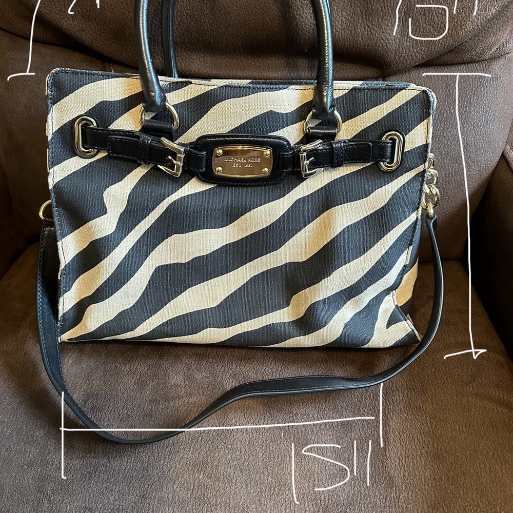 Michael Kors zebra print canvas tote purse